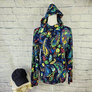 NWT Polo Ralph Lauren Mens Size XS Navy Blue Paisley Hooded T-Shirt Long Sleeve